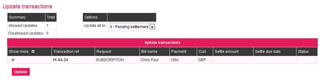 Step 2: On the Update transactions page, click the Show more that can be edited.