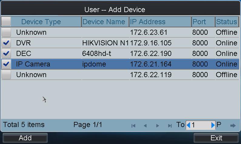 Figure 2.18 Device 4. Tap Add Device to enter the User-Add Device interface. Select the device by checking the checkbox, and tap Add to add the device for the current user. Figure 2.19 Add Device 5.