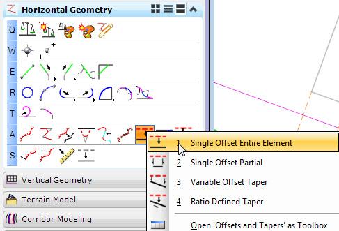 1. Click the Horizontal Single Offset Entire Element tool.