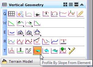 In the Vertical Geometry Task, select Profile by Slope From Element: 8.