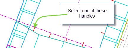 1. Select the handles of the top sidewalk Linear Template, as shown: 2. In the Context Menu under the Tools (hammer icon) pull-down has a Target icon. Click it.