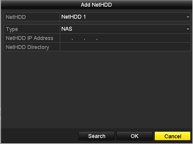 Figure 12-6 HDD Information Interface Step 2 Click the Add button to enter the Add NetHDD interface, as shown in Figure 12-7. Figure 12-7 HDD Information Interface Step 3 Add the allocated NetHDD.