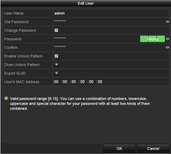 Operator and Guest Figure 15-12 Edit User Interface You can edit the user information, including user name, password, permission level and MAC address.