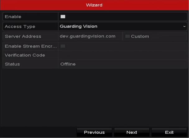 Step 5 Click Next button after you configured the basic network parameters. Then you will enter the Guarding Vision interface. Configure the Guarding Vision according to your need.