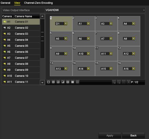 Figure 3-10 Live View-Camera Order 2) Click a window to select it, and then double-click a camera name in the camera list you would like to display.