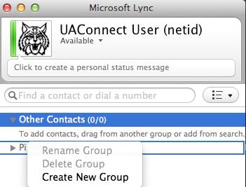 Creating and Managing Contact Groups SPEAKER NOTES: Unlike the PC version of Lync, Groups on the Mac client serve more as an organizational