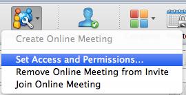 Once you have a meeting scheduled, you can change the meeting properties by opening up the calendar item in Outlook and clicking the Online Meeting button.