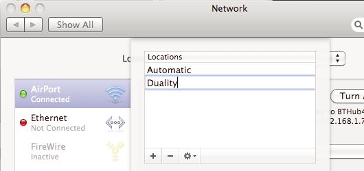You can easily switch between network Locations by going to the Network Menu and scrolling down.