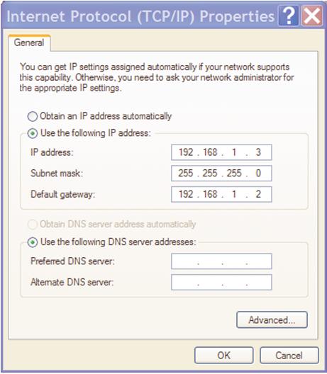 Select Internet Protocol (TCP/IP) and Properties. Next, configure the adapter as shown below: Must match the Duality IP address Click on OK on both windows to save.