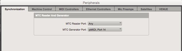See the previous table for ipmidi assignments: If you have automation, set the MTC Generator Port in the Synchronization tab to ipmidi port 14 (or physical MIDI port 8 if you are