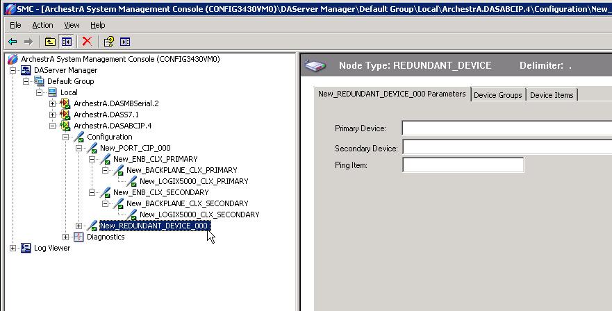 4 Select and right-click on the configuration node under the CIP Network Device object. 5 Select Add REDUNDANT_DEVICE Object.