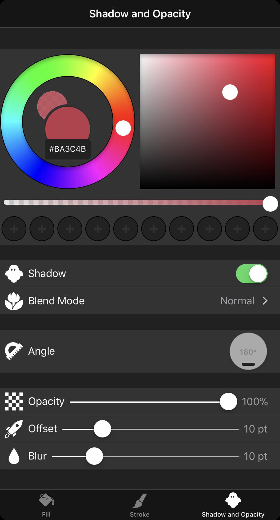 Shadow and Opacity Color Color Picker for the shadow color. Shadow Enabling and disabling path shadow. Angle Change the angle of the shadow.