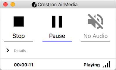 The client establishes a connection between the computer and the AM-101 while displaying the Crestron AirMedia controls on the computer.