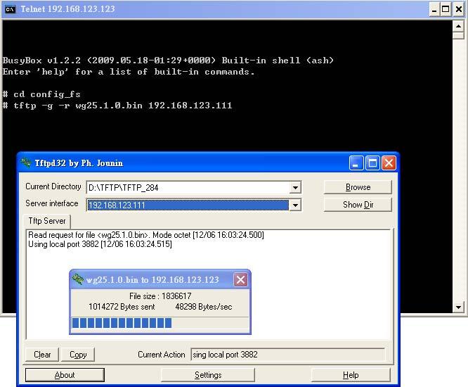 - download the firmware into the same file folder or directory with TFTP program. 6. In the Telnet terminal, do the following command - 1. dmctw - 2.