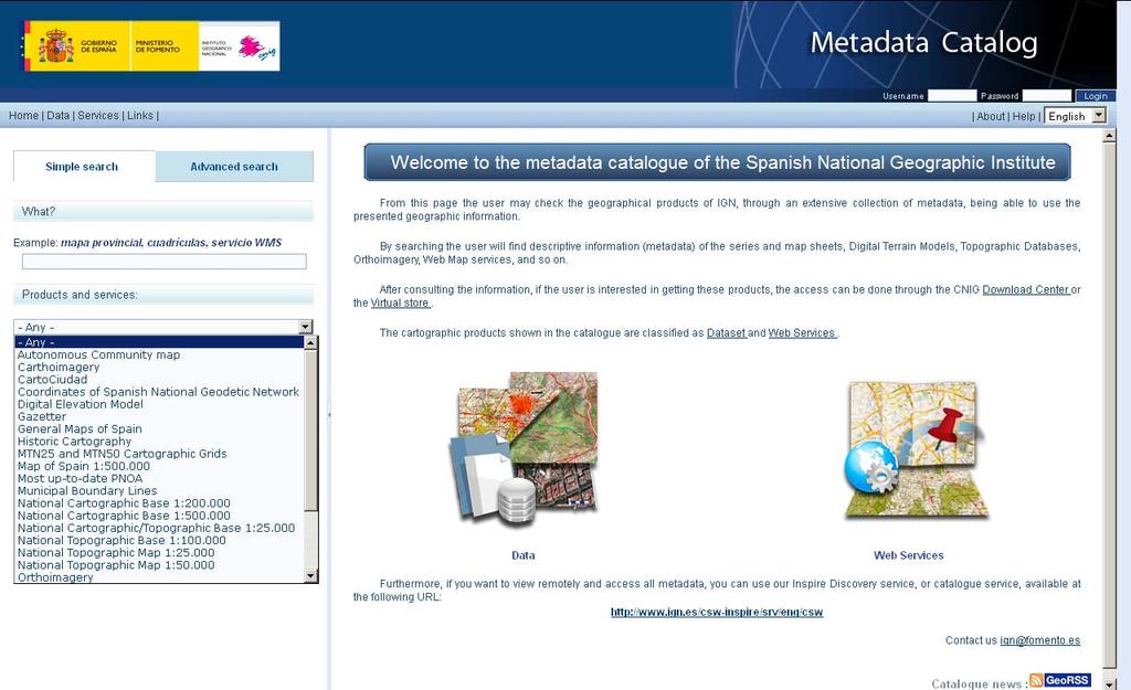 Metadata Catalogue Metadata records are stored and published through a Web