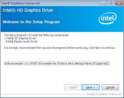 Figure 6-8: Graphics Driver Welcome Screen Step 6: The License Agreement in Figure 6-9 appears.