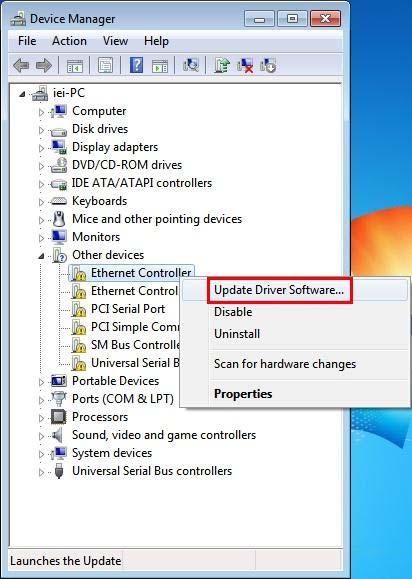 Step 6: Select Update Driver Software. See Figure 6-15.