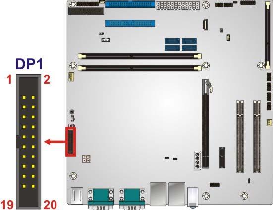 3.2.6 DisplayPort Connector CN Label: CN Type: DP1 19-pin box header, p=2.