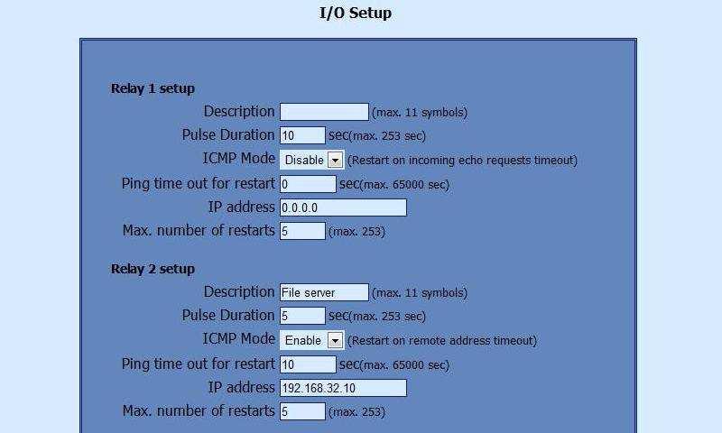8.3 I/O setup page The input and output settings are made in I/O Setup page.