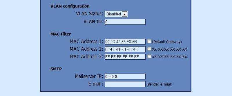 In order to reduce network traffic and to limit the access, the controller supports VLAN and MAC address filtering.