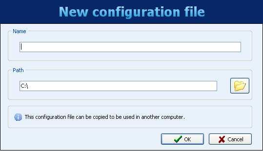 When choosing to create a new configuration, you must specify a file where this configuration will be saved.