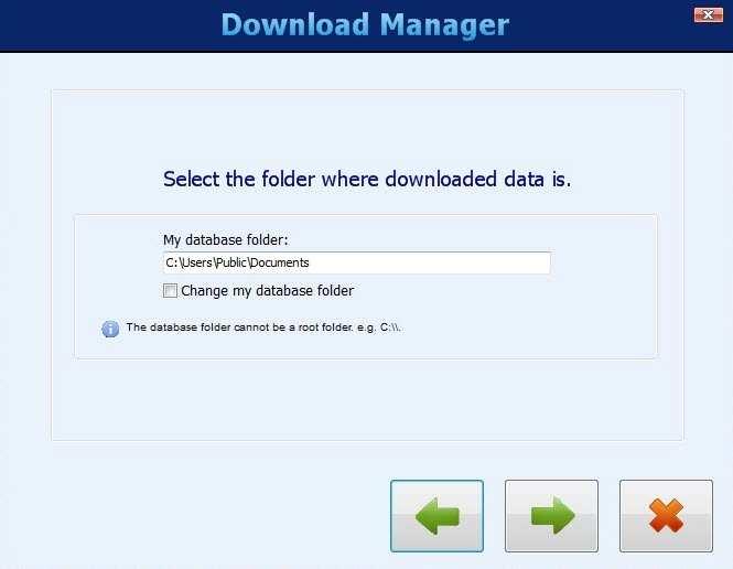 Next, choose the database folder, where