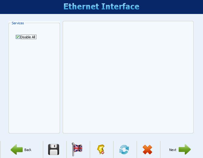 ETHERNET INTERFACE CONFIGURATION The configuration of the Ethernet interface should be carried through on the next screen.