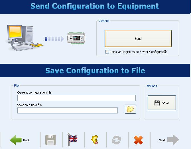 After finishing the entire configuration, you can send it to the equipment. Just click on the "Send" button.