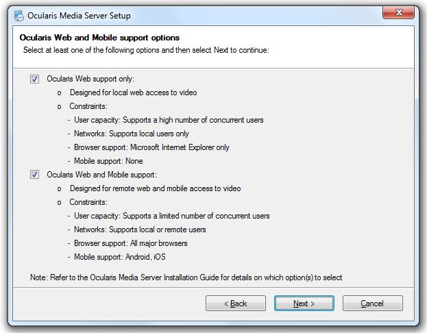 Installation of Ocularis Media Server Components Ocularis Media Server Installation and Administration Guide 5. Click Next. 6. A License Agreement screen appears.