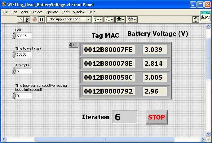 11 Tag4M Datasheet This concludes the Read tag Battery Voltage task. Note: you can read tag RSSI value in the same way using WiFiTag_Read_RSSI.
