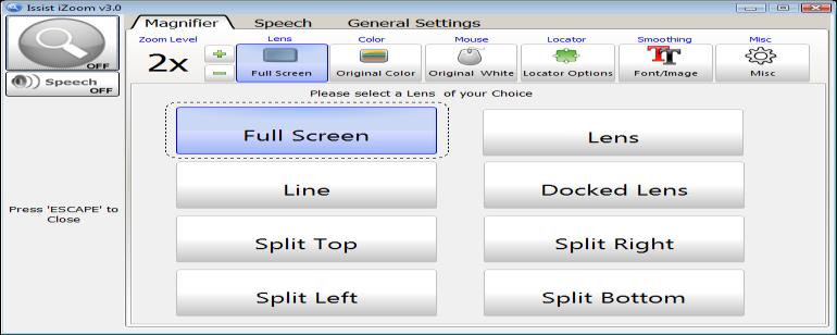 Figure 7 Full Screen: The magnification area will occupy the whole screen and only a portion of the unmagnified screen will
