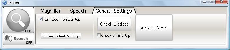 5.2 Start izoom on Startup Figure 29 Select the General Settings tab and check Run izoom on Startup as shown in Figure 29 to start izoom when