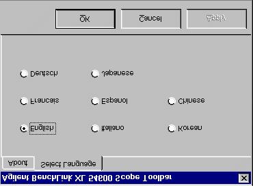 Toolbar Overview About Agilent 54600 Scope Toolbar The dialog boxes and help system are available in several languages.
