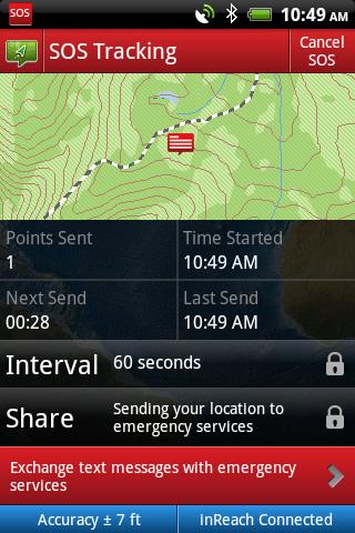 To start tracking from the Earthmate app 1. Make sure your inreach is powered on and connected before you begin. In the Earthmate app, tap Tracking. 2.