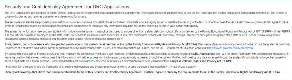 Working with edirect Displaying the Security Agreement You can click Security and Confidentiality Agreement at the bottom of any edirect page to display the Accept the Security and Confidentiality