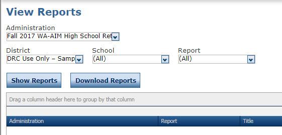 Report Delivery Menu Viewing Score Reports edirect users can view, download, or print score reports at the district and school level. 1.