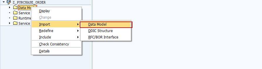 This data model was created using Visual Studio. Refer to the model file at <<Link to:porder.txt>> that is used as a sample in this guide. Copy the contents into a file and save it as a.
