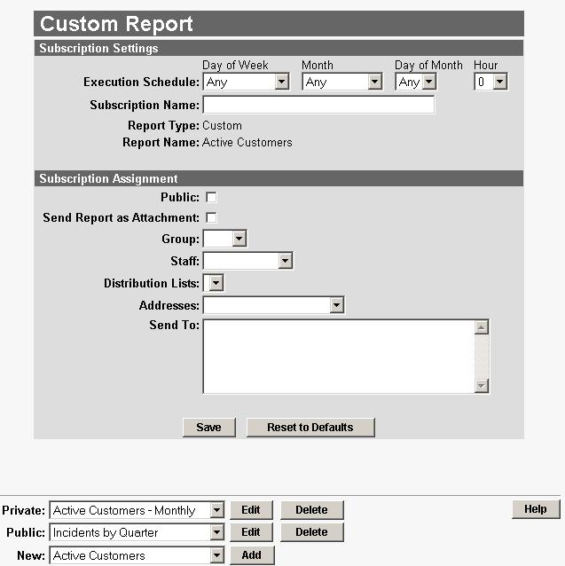 Report subscriptions allow you to specify a regular frequency at which standard or custom reports are sent to specific individuals or groups.