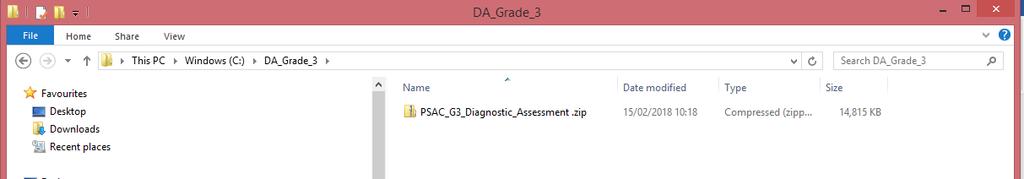 Step 2 Step 3 Locate the zip file (Diagnostic_Assessment.zip) in the Windows default Download folder. Right click on the file Diagnostic_Assessment.zip and click copy.