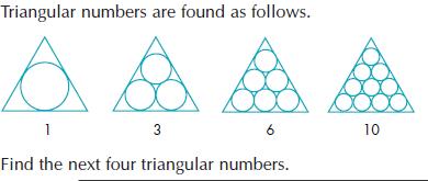 e.g. 40, 37, 34, 31, 43 3n Recognise sequences of triangular, square and cube numbers, and simple arithmetic progressions.