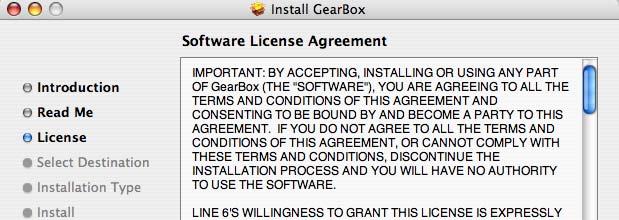 License Agreement The installer presents you with a License Agreement that you will need to
