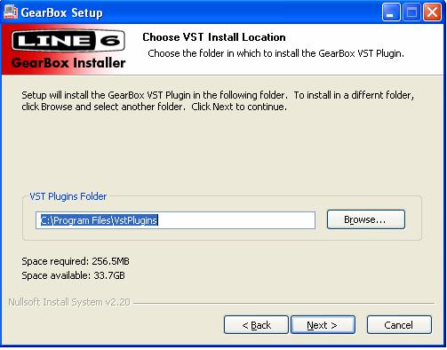 The installer will also ask you where you would like the GearBox Plug-in installed.