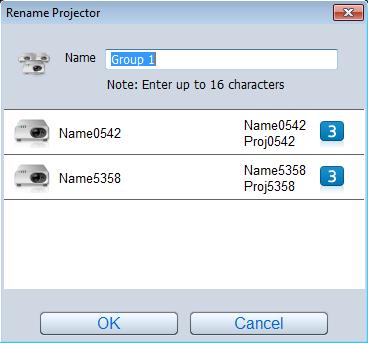 Changing registered names The devices and groups registered in the <Registered Projectors> screen can
