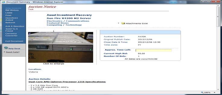 5.1 - Auction Window Information There may be additional information provided in the Attachments Exist Folder.