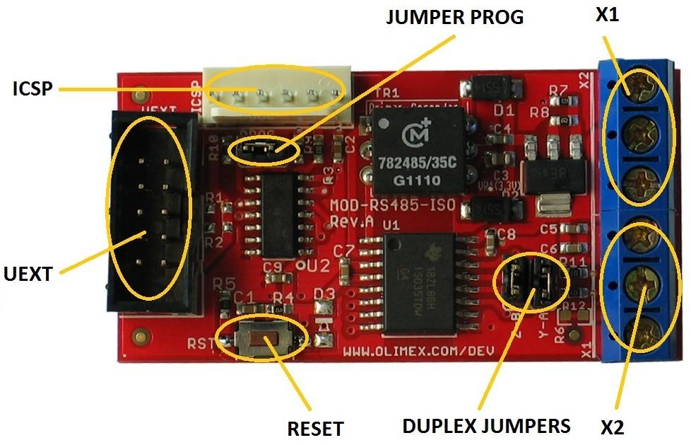 CHAPTER 3: MOD-RS485-ISO BOARD DESCRIPTION 3. Introduction to the chapter Here you get acquainted with the main parts of the board.