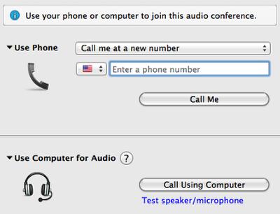enter your phone number so that the WebEx Audio can call you and
