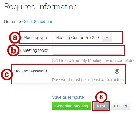 3. Click the Meeting Center tab in the left-hand column to enter the Meeting Center. a. From the Meeting Center tab, click Host a Meeting, then click Schedule a Meeting. (See Figure 15). 4.