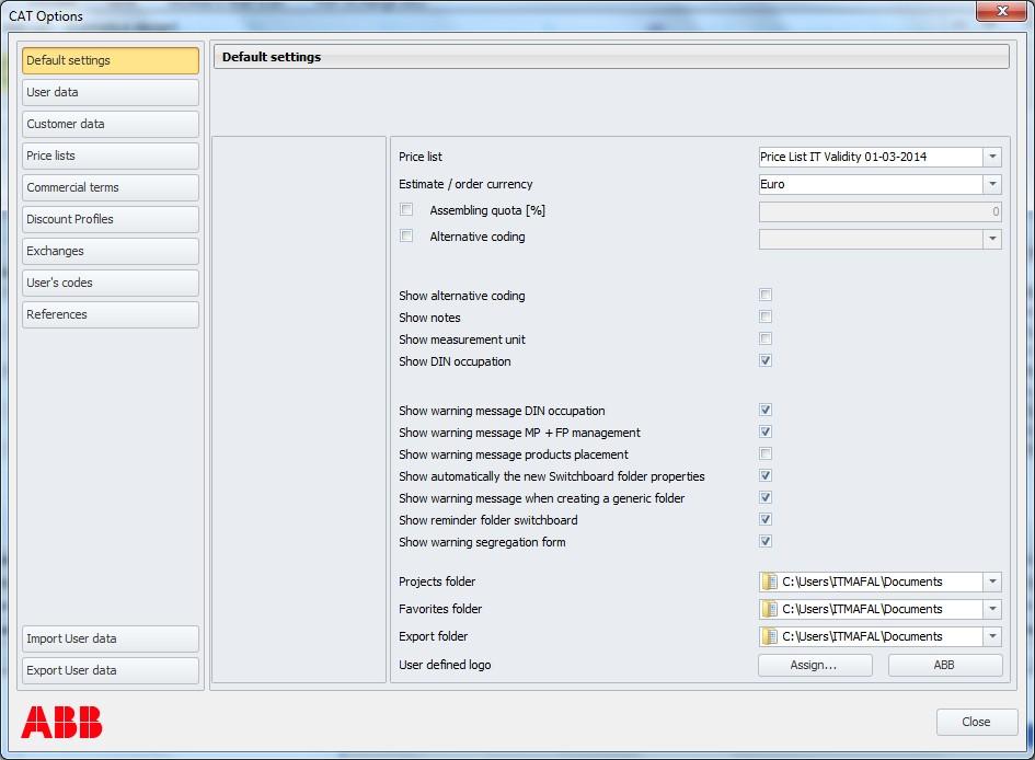 3. CAT options The customizing form is a tool that allows you to configure the program to suit your needs.
