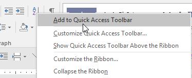 6 Word 2016 The Quick Access Toolbar The Quick Access toolbar is always visible and therefore an excellent toolbar for your most used commands.