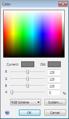 Modal Dialogs Color 27 Color This dialog is used to set color for a shape, its text or other attributes. You can call this dialog by choosing the Other... from the appropriate button of Format panel.